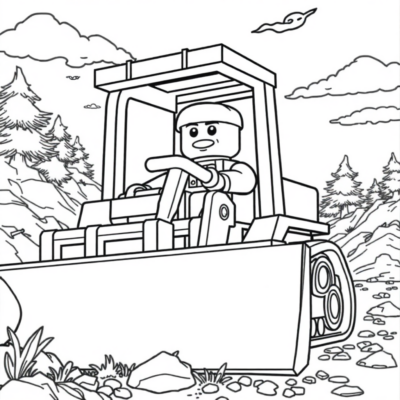 Coloring Book: LEGO Bulldozer Operator at Work