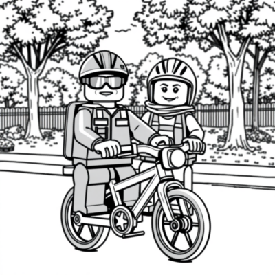 Coloring Book: LEGO Bike Patrol in the Park