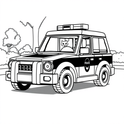 Coloring Book: LEGO Police Car on the Move