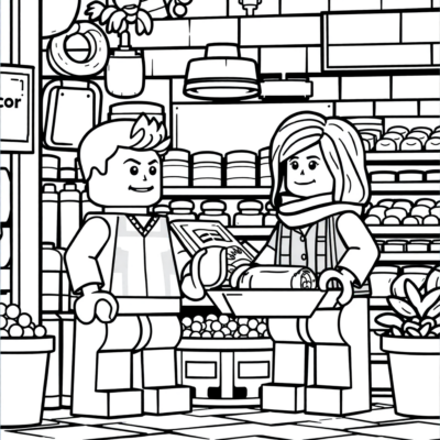 Coloring Book: LEGO Grocery Store and Customer