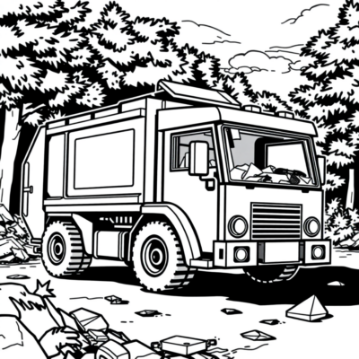 Coloring Book: LEGO Garbage Truck Collects Waste