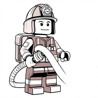 Coloring Book: LEGO Firefighter with Fire Hose