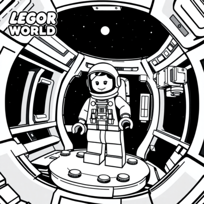 Coloring Book: Lego Worlds – Space Station with Astronaut