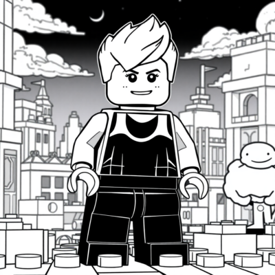 Coloring Book: Lego Worlds – Character Builds a City with Bricks