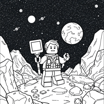 Coloring Book: Lego Worlds – The Character Explores a Cosmic Planet