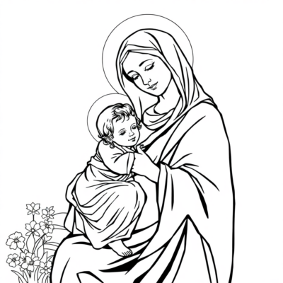 Coloring Book: Mary – Mother of God with the Child