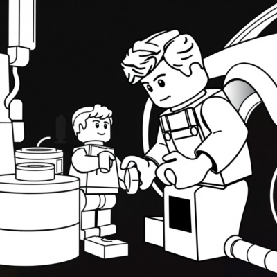 Coloring Book: LEGO Mechanic Fixes the Car