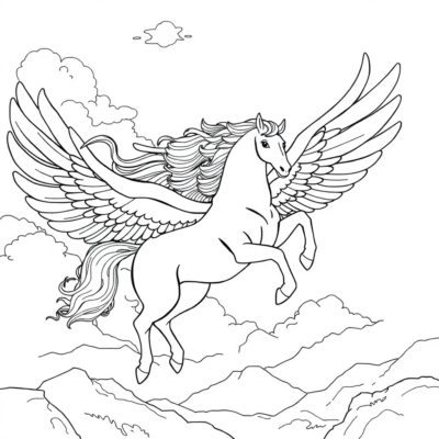 Coloring Book: Megara and Pegasus in Flight
