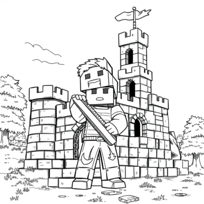 Coloring Book: Minecraft – Alex Builds a Stone Castle