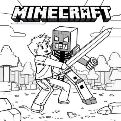 Coloring Book: Minecraft – Alex Fights the Enderman