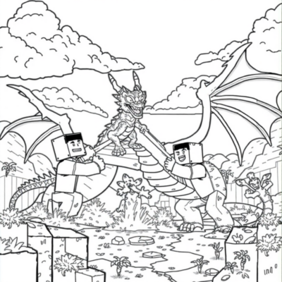 Coloring Book: Minecraft – Dragon Fight in the End