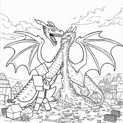 Ender Dragon Battle: Minecraft Coloring Adventure