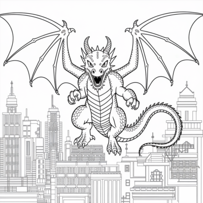 Minecraft – The Ender Dragon Over the City