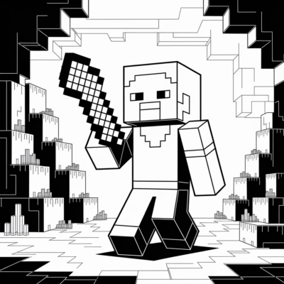 Minecraft – STEVE mines diamonds in the mine