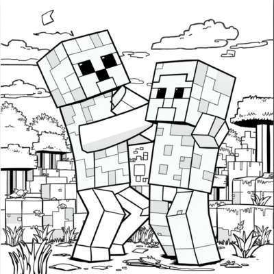 Coloring Book: Minecraft – Steve Battles the Creeper