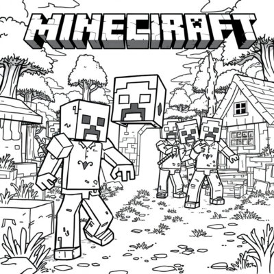 Coloring Book: Minecraft – Zombies Are Coming to the Village
