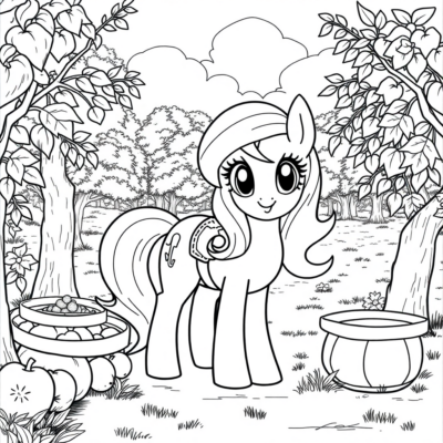 Coloring Book: My Little Pony – Applejack Works in the Orchard