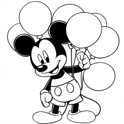 Coloring Book: Mickey Mouse with Balloons