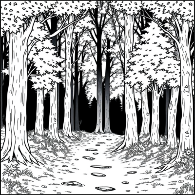 Coloring Book: Relaxation – A Quiet Walk in the Forest