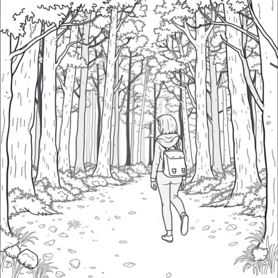 Coloring Book: Rest – A Walk in the Forest in Silence