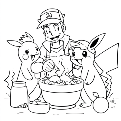 Coloring Book: POKÉMONS – Brock Cooks Dinner for Pokémon