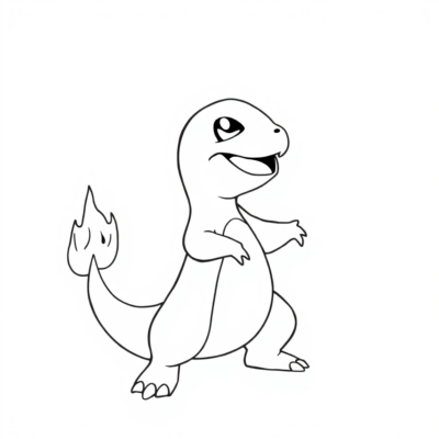Coloring Book: POKEMONS – Charmander with a Flaming Tail