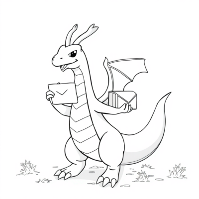 Coloring Book: POKEMONS – Dragonite delivers letters