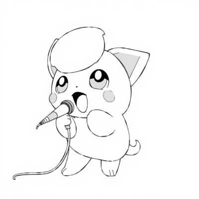 Coloring Book: POKEMONS – Jigglypuff Sings with a Microphone