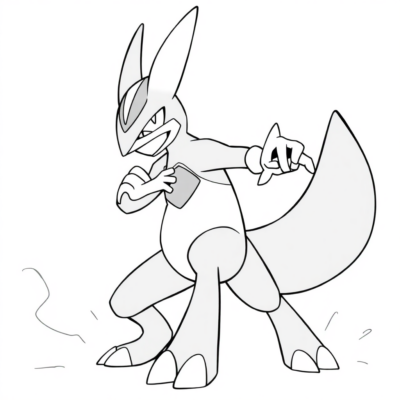 Coloring Book: POKEMONS – Lucario in Battle Position