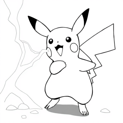 Coloring Book: POKEMON – Pikachu Uses Thunderbolt Attack