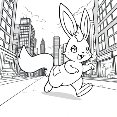 Coloring Book: POKEMON – Scorbunny Runs Through the City