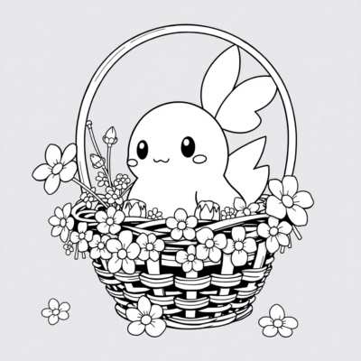Coloring Book: POKEMONS – Togepi in a Flower Basket
