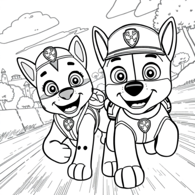 Coloring Book: PAW PATROL: Chase and Marshall in Pursuit