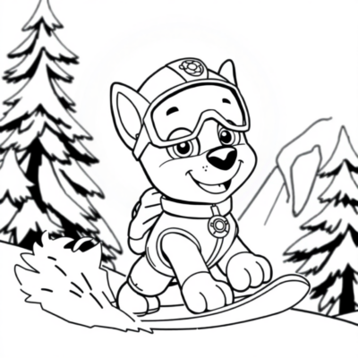 Coloring Book: PAW PATROL: Everest Snowboarding