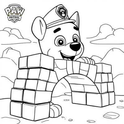 Coloring Book: PAW Patrol: Rubble Builds a Bridge with Blocks