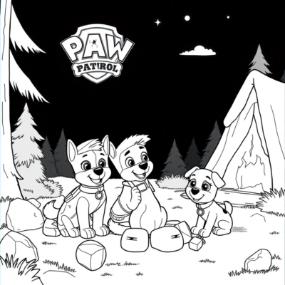Coloring Book: PAW PATROL: Ryder and the Puppies by the Campfire
