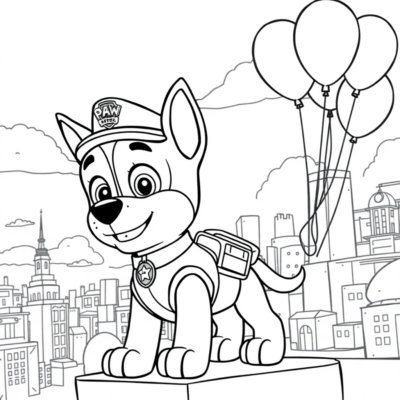 Coloring Book: PAW PATROL: Skye with Balloons Over the City