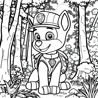 Coloring Book: PAW PATROL: Tracker Listens in the Forest