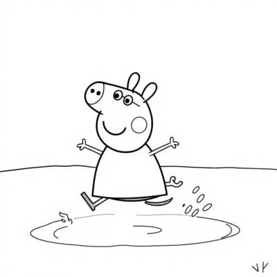 Coloring Book: Peppa – Peppa Jumps in Puddles