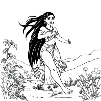 Coloring Book: Pocahontas Runs with the Wind