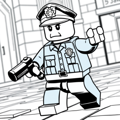 Coloring Page: LEGO Policeman Catches a Thief