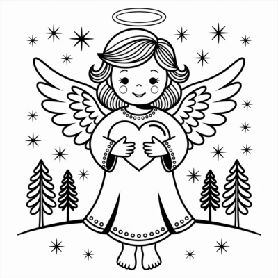 Little Angel with Heart — Religious Kids Coloring Page