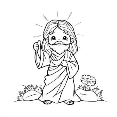 Coloring Book: Religion – Children Drawing Jesus