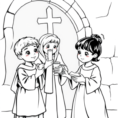 Coloring Book: Religion – Children Participating in Communion