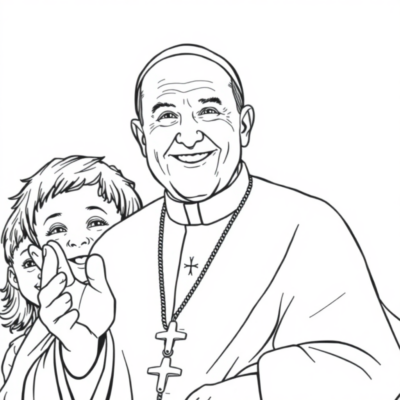 Coloring Book: Religion – Pope John Paul II Smiling at Children
