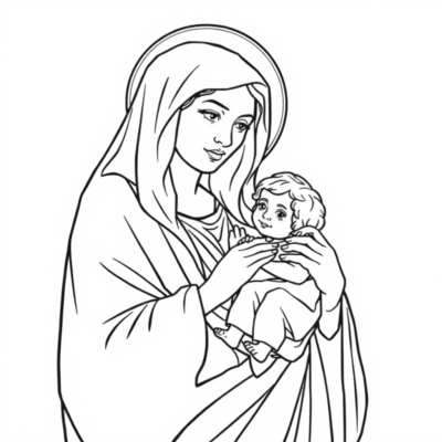 Coloring Book: Religion – Mary Holding Baby Jesus
