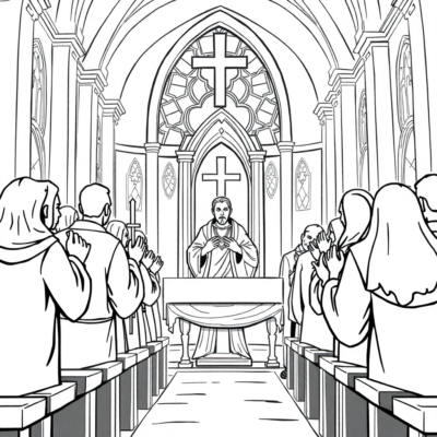Coloring Book: Religion – Holy Mass in Church
