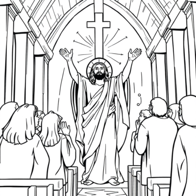 Coloring Book: Religion – The Resurrection of Jesus in Church