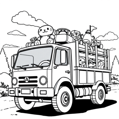 Coloring Book: Truck Carrying Toys