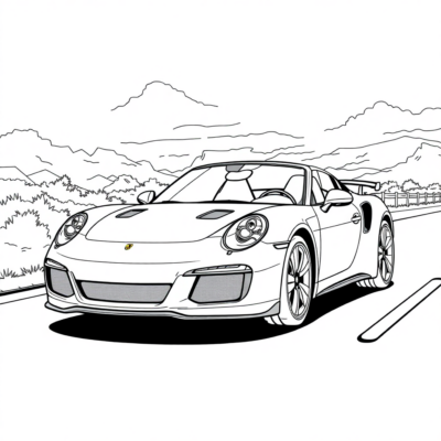 Coloring Book: Car – Small Sports Car on the Road